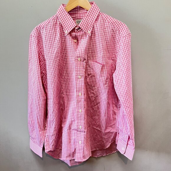NEW Gitman Bros Pink Gingham Button-Down Shirt L‎ Cotton Made In USA - Picture 1 of 3